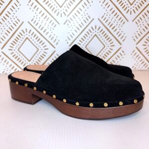 J Crew Dakota Suede Studded Wooden Clogs Mules Women Size 8.5